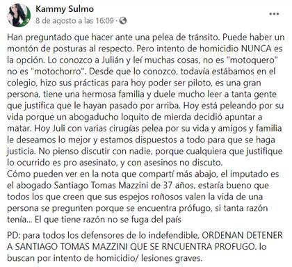 El mensaje de una amiga de Julián Giménez en las redes sociales