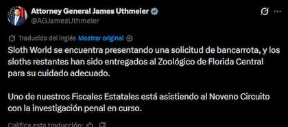 El mensaje de Uthmeier en redes sociales