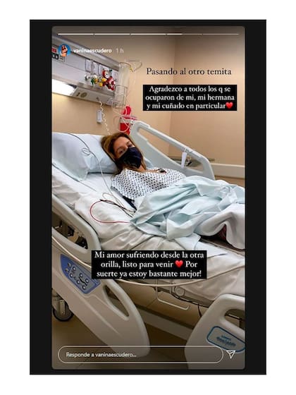 El mensaje de Vanina Escudero desde la clínica  (Foto: Instagram/@vaninaescudero)