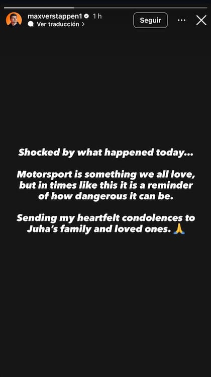 El mensaje de Verstappen tras el fallecimiento de Juha Miettinen