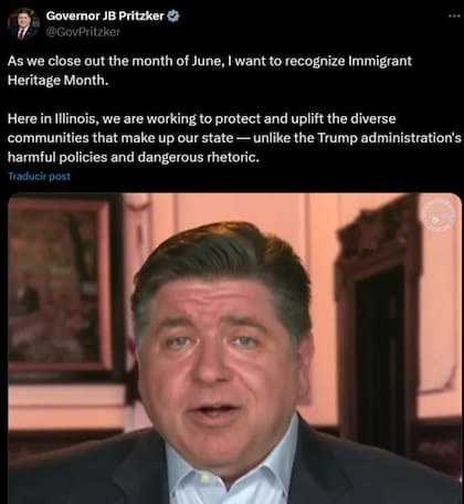 El mensaje del gobernador de Illinois por el Mes de la Herencia del Inmigrante que apunta contra las políticas de Trump