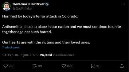 El mensaje del gobernador de Illinois tras el ataque en un centro comercial en Colorado