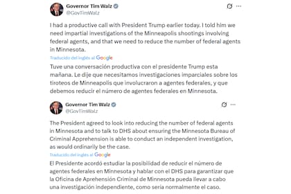 El mensaje del gobernador de Minnesota, Tim Walz, tras las conversación con Donald Trump