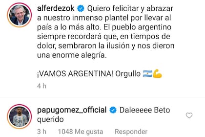 El mensaje del presidente Alberto Fernández y la respuesta de Alejandro Papu Gómez