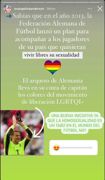 El mensaje en redes de Evangelina Anderson en favor de Neuer y su crítica al ambiente del fútbol