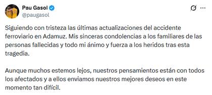 El mensaje en X del basquetbolista Pau Gasol