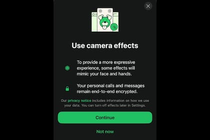 El mensaje explicativo de las nuevas funciones