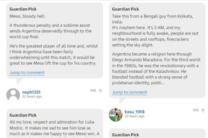 El mensaje fue seleccionado por el editor de The Guardian; fue tras el triunfo de la Argentina ante Croacia