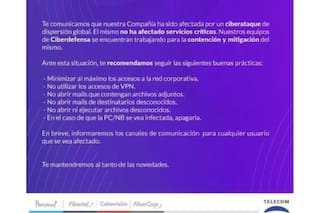 Telecom: un ataque de ransomware afectó a sus servicios de atención al cliente