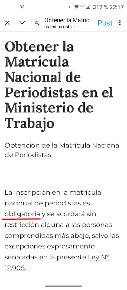 El mensaje oficial en la página Argentina.gob.ar, con el carácter obligatorio de la medida