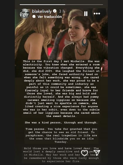 El mensaje que Blake LIvely compartió, a modo de homenaje