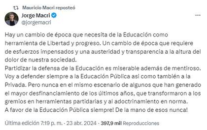 El mensaje que compartió Mauricio Macri