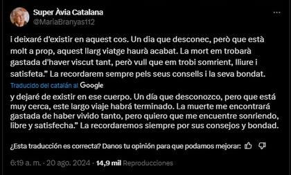 El mensaje que compartió su familia en X