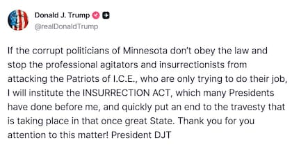 El mensaje que Donald Trump publicó en Truth Social