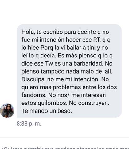 El mensaje que la mamá de Tini le envió a las fans de Lali Espósito