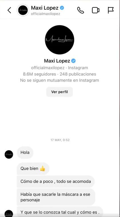 El mensaje que le envió Maxi López a Cande Lecce por Instagram