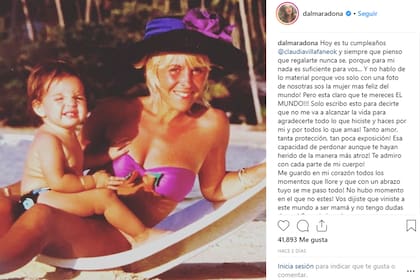 El mensaje que le escribió Dalma Maradona le dedicó a su mamá Claudia Villafañe por el cumpleaños