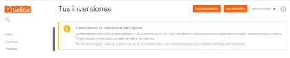 El mensaje que le figuró a los clientes del banco