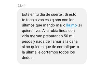 El mensaje que recibió la familia.