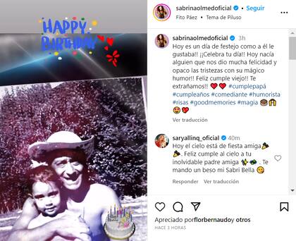 El mensaje que Sabrina Olmedo le dedicó a su papá