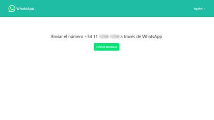 El mensaje que verá el usuario que cliquee o toque el link especial de Whatsapp en un servicio online