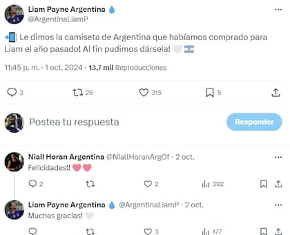 El mensaje sobre el último regalo que recibió Liam Payne de sus fans argentinos