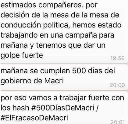 El mensaje sobre la campaña