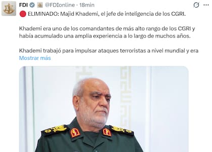 El mensajes de las fuerzas israelíes tras la muerte de Khademi