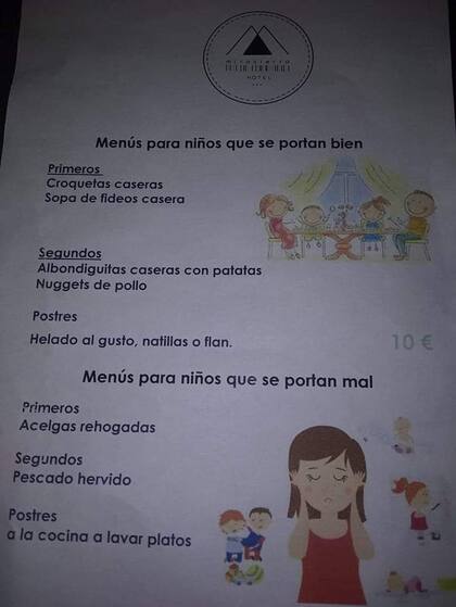 El menú compartido por el tuitero