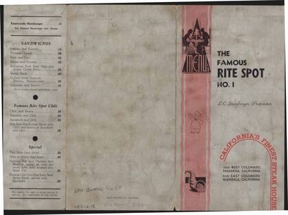 El menú de 1939 que ofrecía la hamburguesa con queso