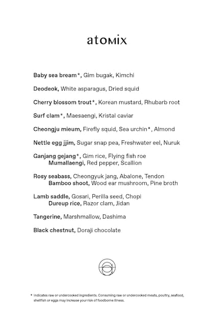 El menú degustación de Atomix de 11 platos