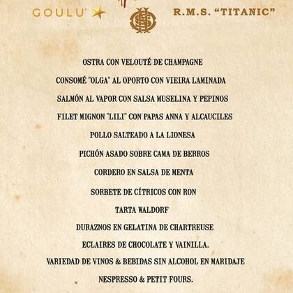 El menú del Titanic, una de las propuestas especiales de Goulu