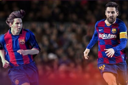 El Messi adolescente y el de hoy, siempre con la camiseta de Barcelona.
