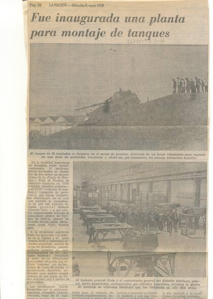 El miércoles 9 de mayo de 1979, LA NACION informó sobre la apertura de TAMSE y la planta de montaje de tanques en Boulogne