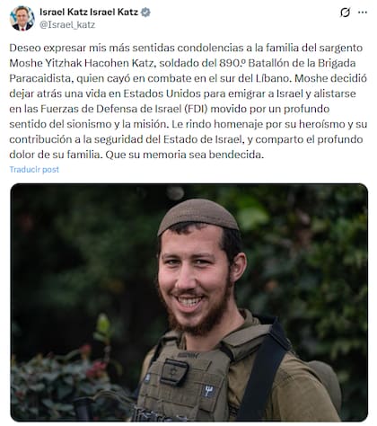 El ministro de defensa de Israel informó que murió un soldado en Líbano