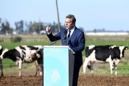 El ministro de Economía, Sergio Massa, durante los anuncios para los sectores avícola y tambero