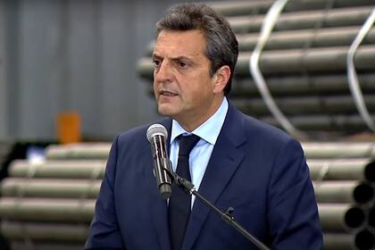 El ministro de Economía, Sergio Massa, durante un anuncio.