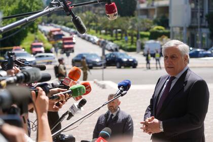 El ministro de Exteriores de Italia, Antonio Tajani, en Roma el 26 de abril de 2023. (Foto AP /Gregorio Borgia)