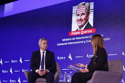 El ministro de Relaciones Exteriores, Comercio Internacional y Culto, Pablo Quirno, en el AmCham Summit