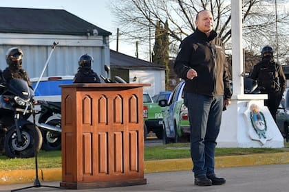 El ministro de Seguridad bonaerense, Sergio Berni, en el acto por el Día de la Independencia