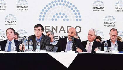 El ministro de Transporte, Guillermo Dietrich, expuso ayer ante senadores; también asistió Nicolás Dujovne (Hacienda)