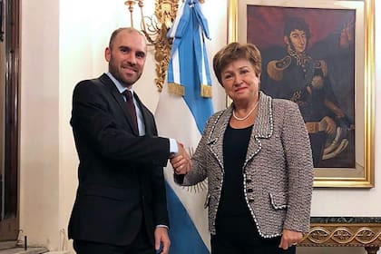 El ministro Martín Guzmán junto a Kristalina Georgieva del FMI