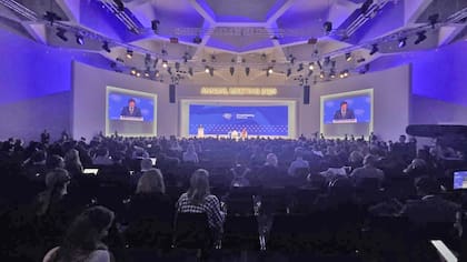 El momento de la exposición del presidente Javier Milei en el Foro Económico de Davos