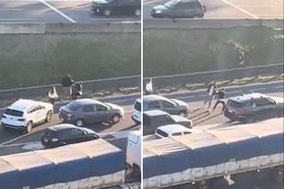 Discutieron por una mala maniobra y protagonizaron una salvaje pelea en medio de la Panamericana