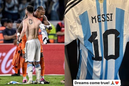El momento del cambio y la camiseta de Lionel Messi que se llevó el arquero de Curazao