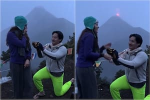 El momento en el que el hombre le propuso matrimonio y el volcán erupcionó