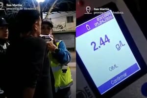 Un hombre fue detenido en un control vehicular en Mendoza: dio 2,44 de alcohol en sangre