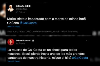 El mundo artístico y parrte de la política del Brasil lamentaron la muerte de Gal Costa (Captura Twitter)