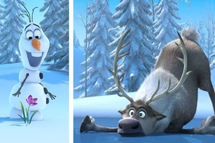 El muñeco de nieve Olaf y el reno Sven de Frozen, dos protagonistas de esta oculta coincidencia