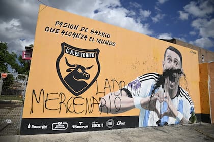 El mural de Di María, vandalizado